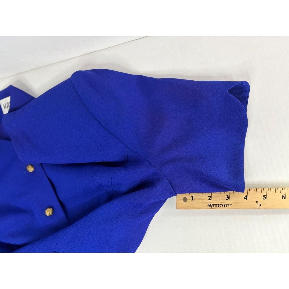 Kasper for ASL Royal Blue Button Front Sheath Dress Vintage Gold Buttons Size 12 - Picture 8 of 15